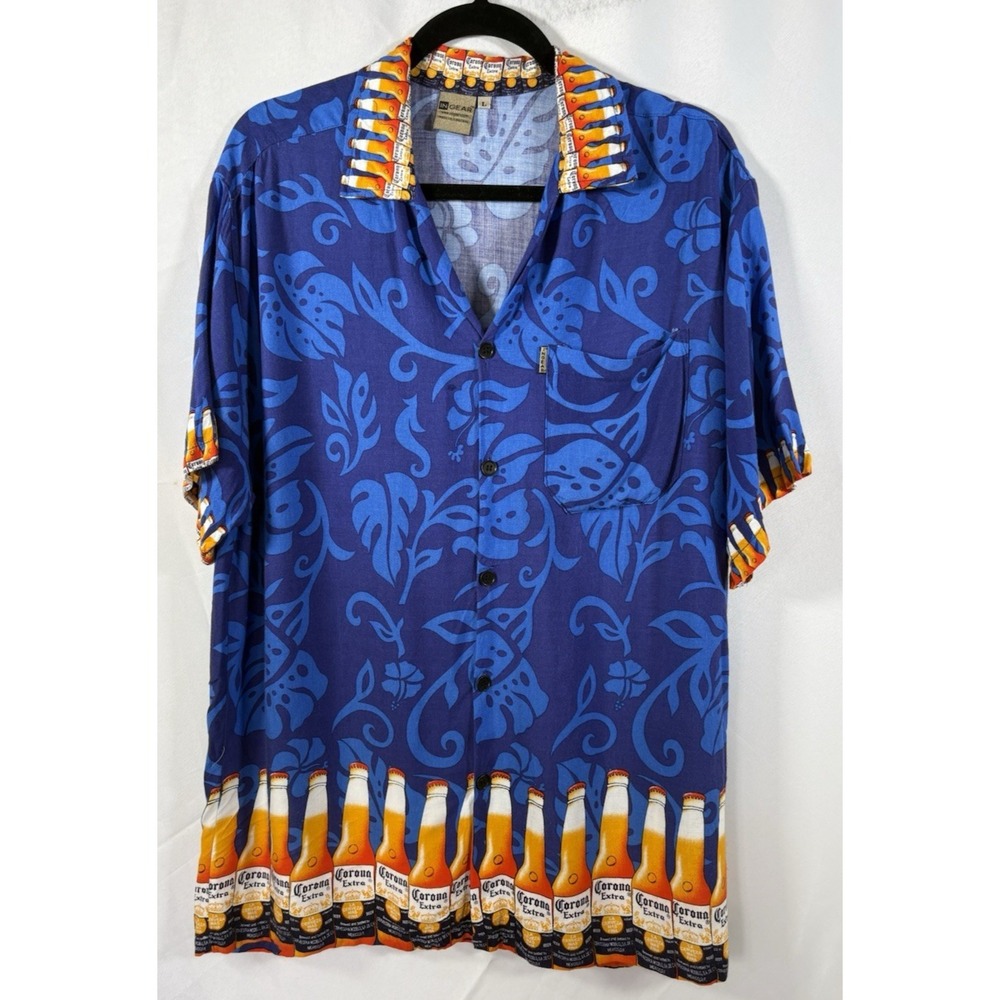 In Gear corona beer shirt size L button up short sleeves